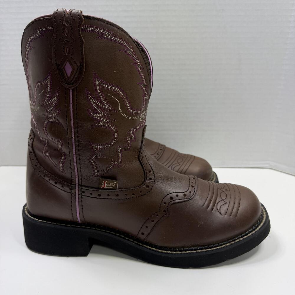 Justin Gypsy Boots Girls Size 11 B Brown Leather Western Cowgirl Pull On L9903